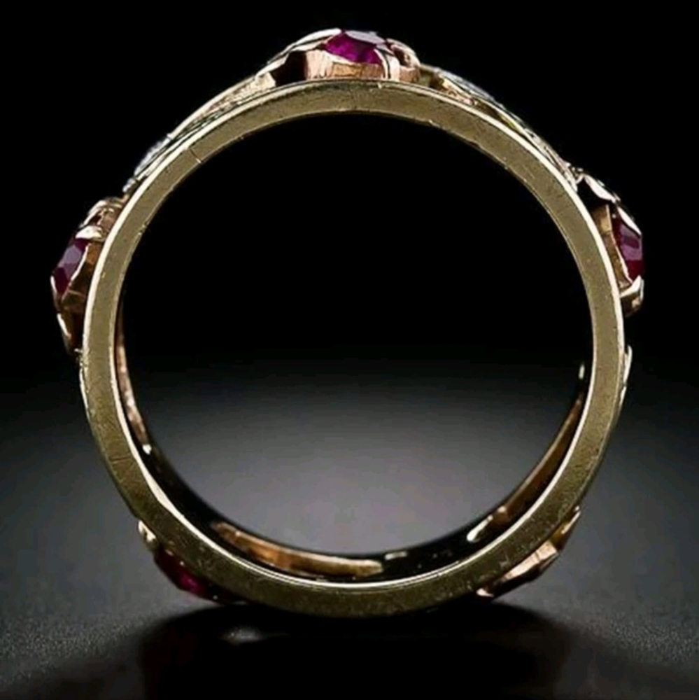 Flower Ring Gold Sz 8 - Picture 3 of 6